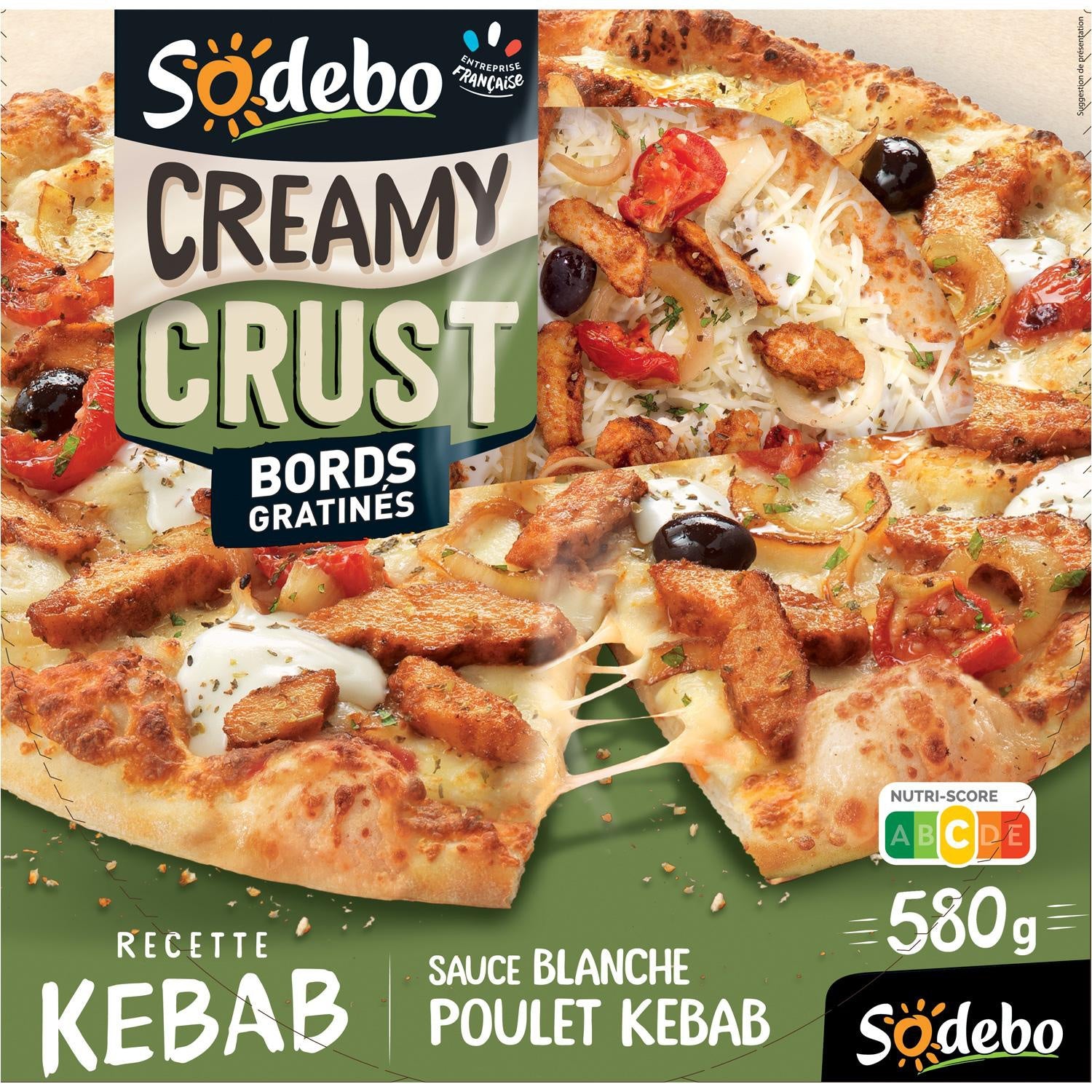 Pizza Crust poulet kebab sauce blanche - SODEBO - La pizza de 580 G - Frais 2 jours et +
