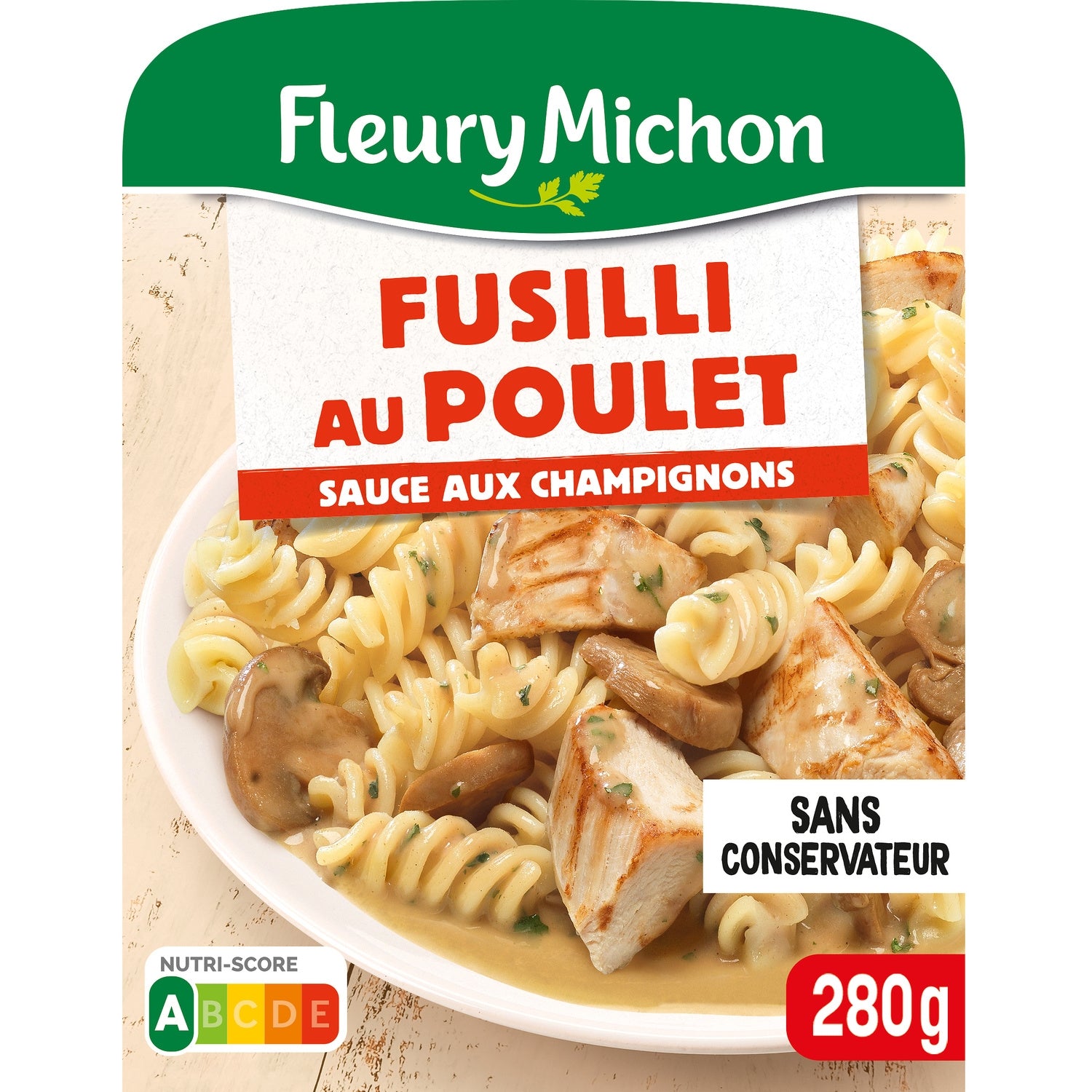 Plat cuisiné fusilli poulet, sauce champignon - FLEURY MICHON - La barquette de 280 G - Frais 2 jours et +