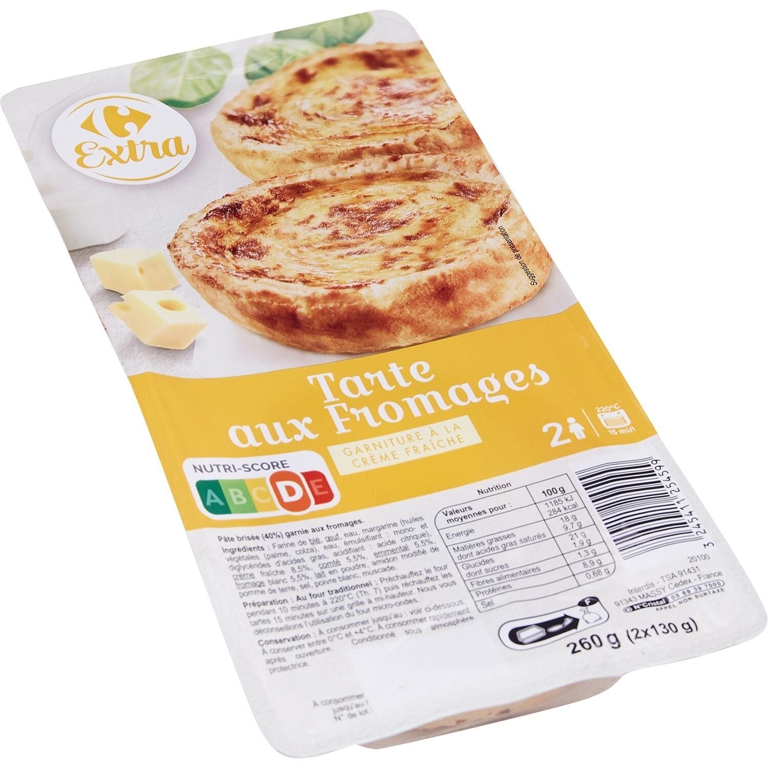 Tartes aux fromages - CARREFOUR EXTRA - Les 2 tartes de 130 G