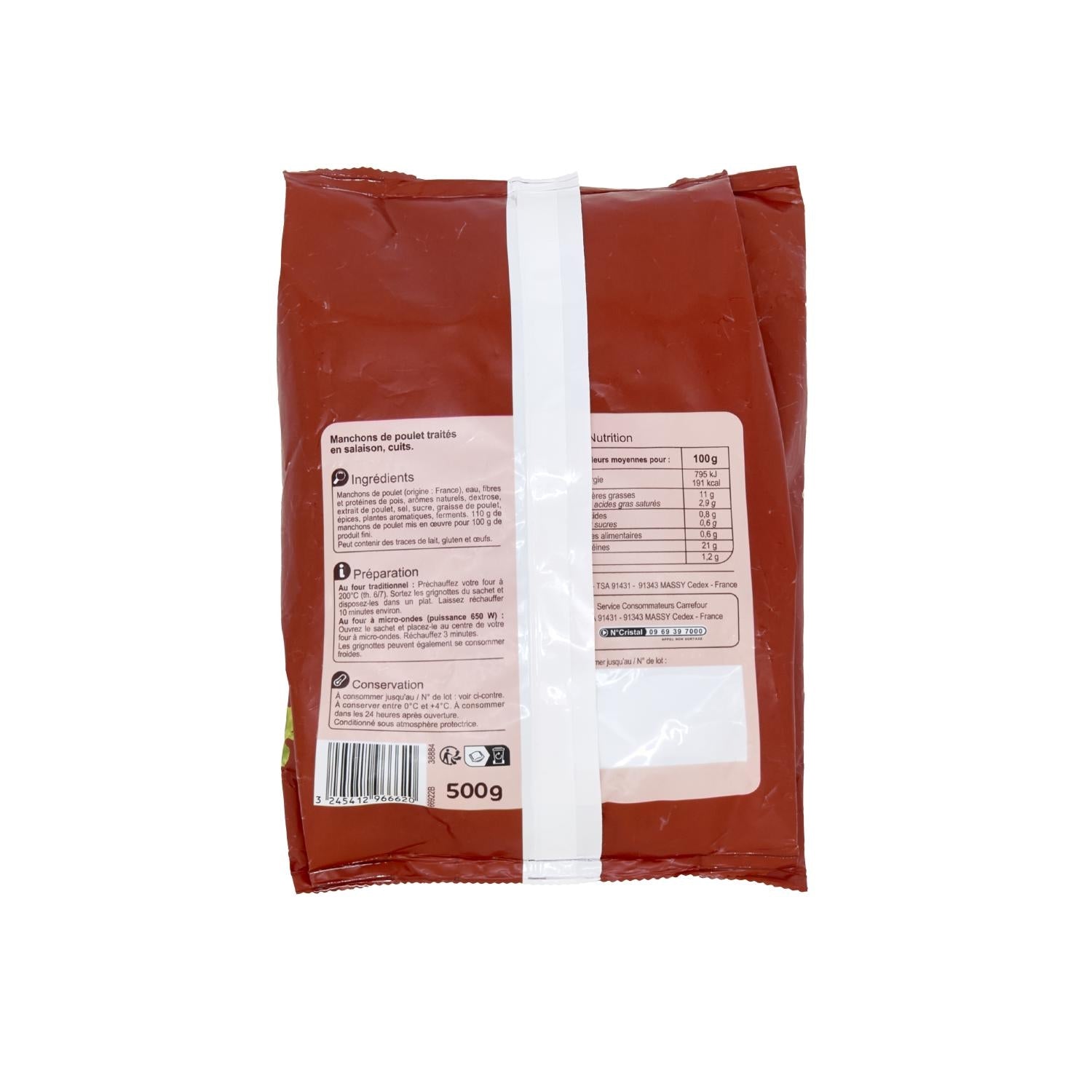 Grignottes de Poulet Natures - CARREFOUR SENSATION - Le sachet de 500 G - Frais 2 jours et +