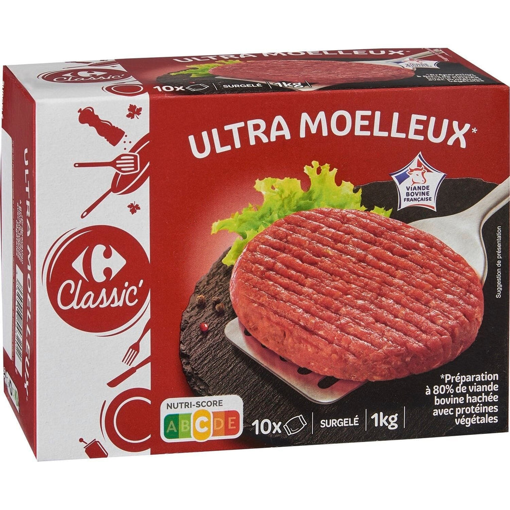 Haché au bœuf - CARREFOUR CLASSIC - Les 10 PCS de 100 G - Frais 3 semaines et +