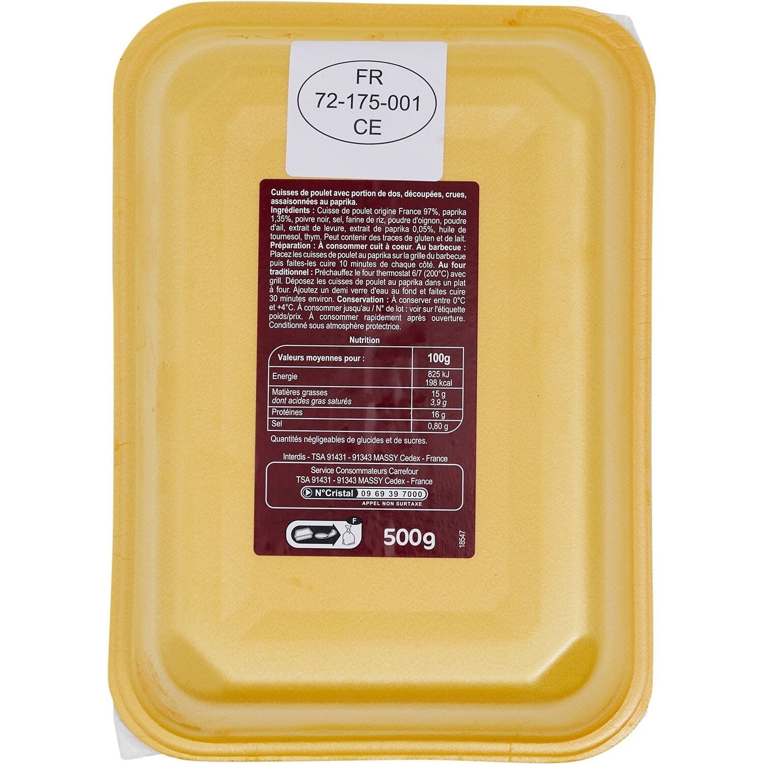 Cuisses de Poulet au Paprika - CARREFOUR SENSATION - La barquette de 2 PCS - 500 G - Frais 2 jours et +