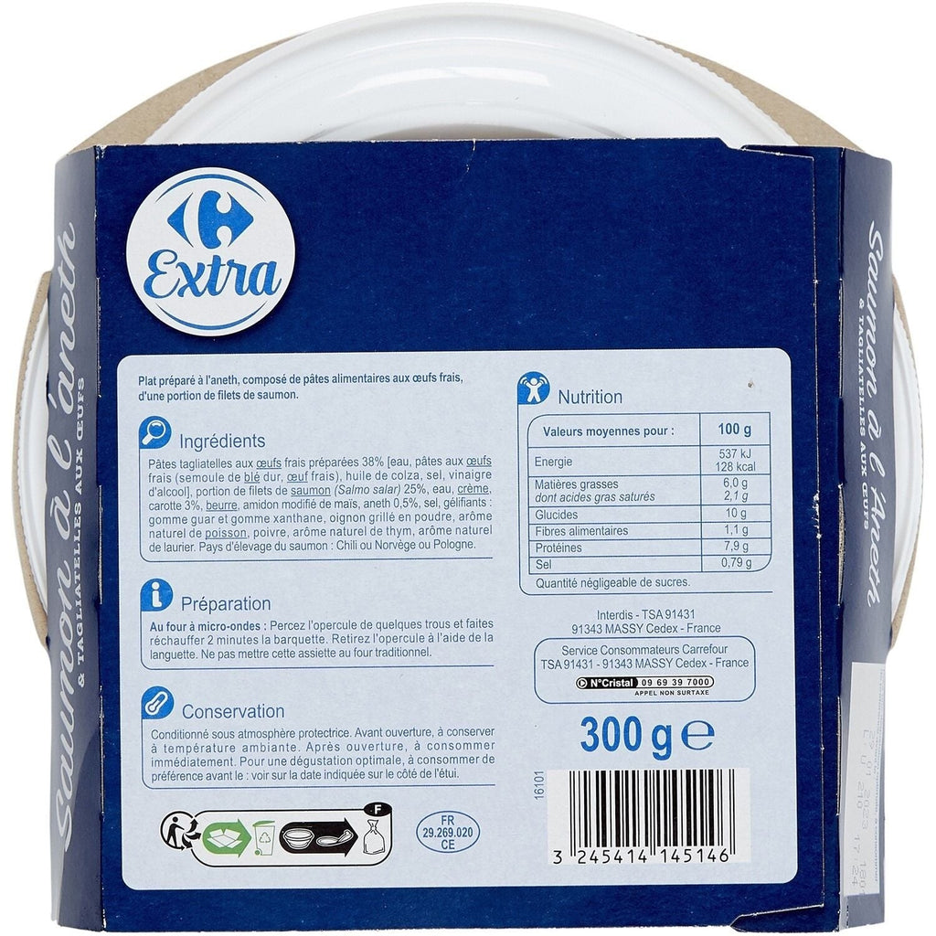 Plat cuisiné saumon tagliatelle - CARREFOUR EXTRA - La barquette de 300 G