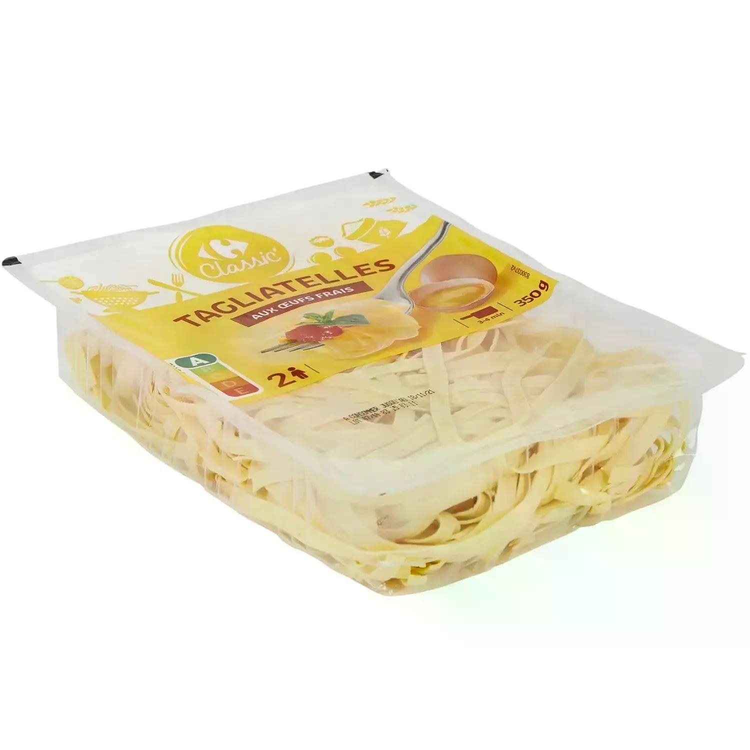 Pâtes Fraîches Tagliatelles aux Œufs Frais - CARREFOUR CLASSIC - La barquette de 350 G - Frais 2 jours et +