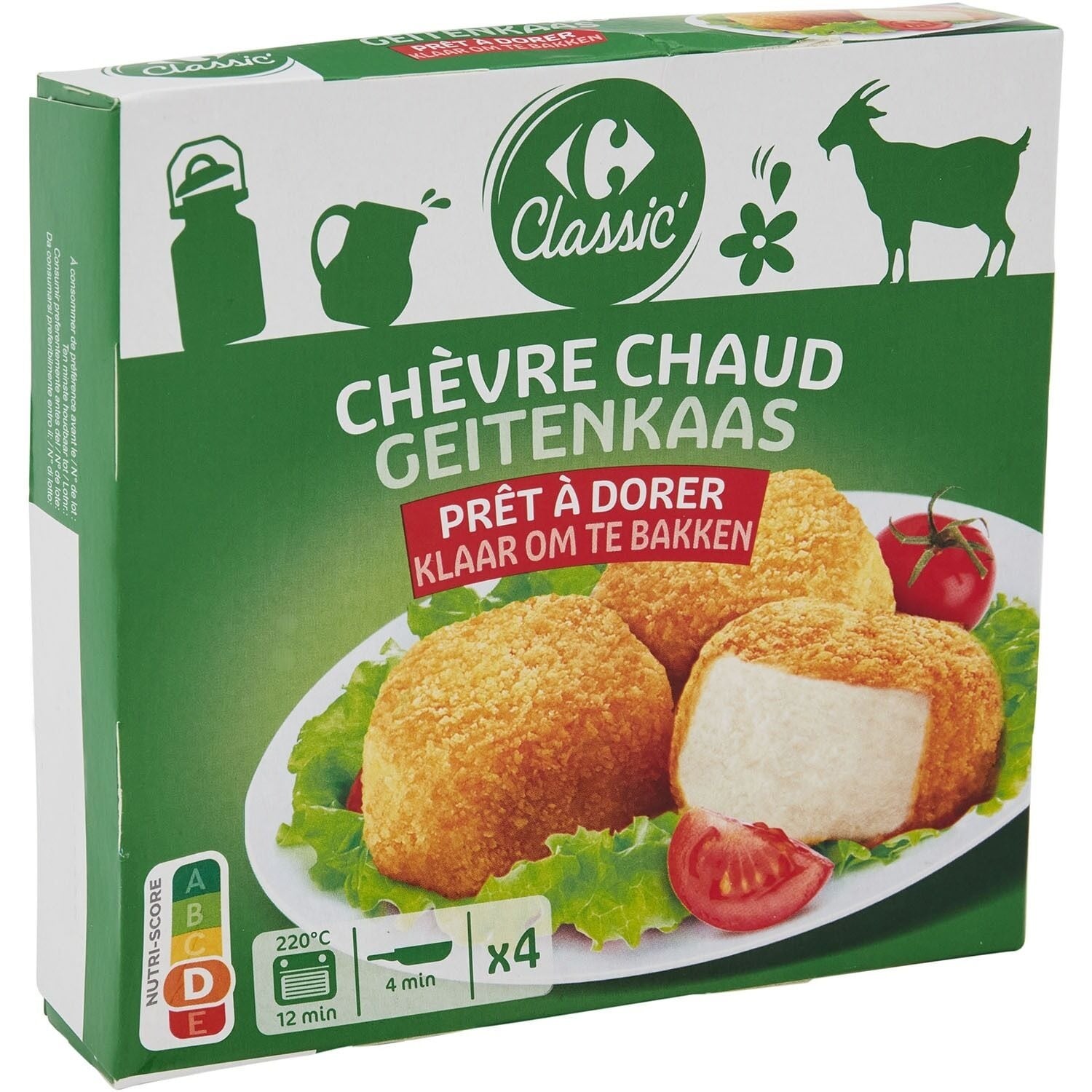 Chèvre chaud prêt à dorer - CARREFOUR CLASSIC - La boîte de 100 G - Frais 5 jours et +