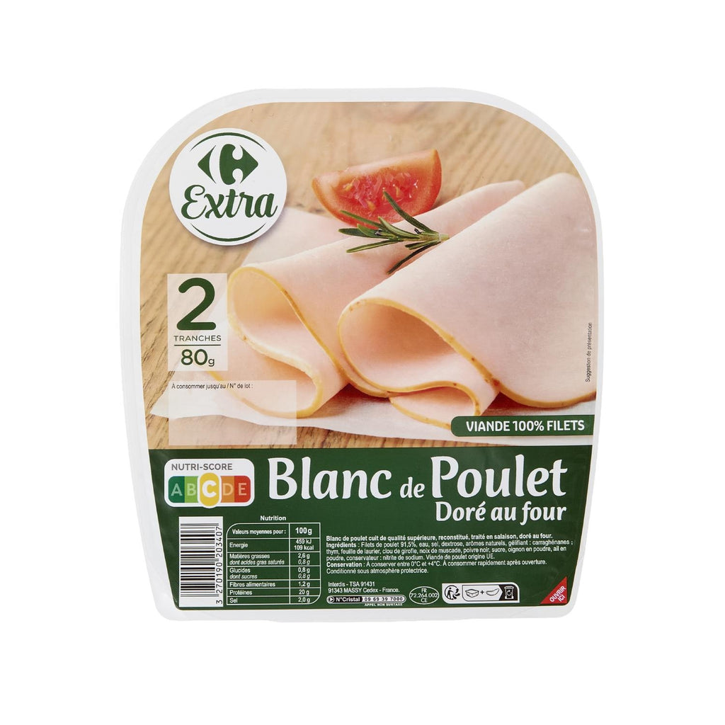 Blanc de poulet Doré au Four - CARREFOUR EXTRA - Le paquet de 2 PCS - 80 G - Frais 5 jours et +