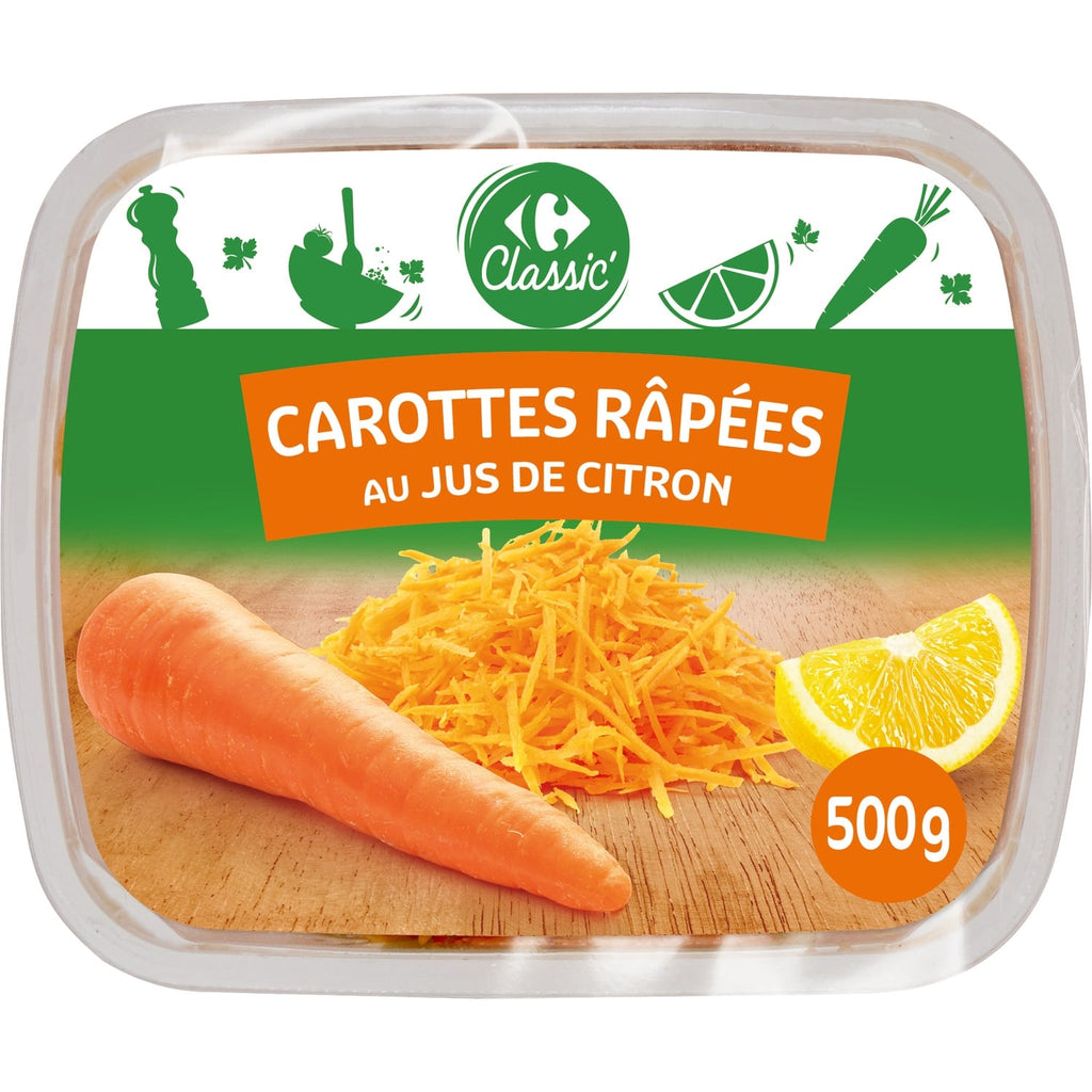 Carottes râpées au jus de citron - CARREFOUR CLASSIC - La barquette de 500 G
