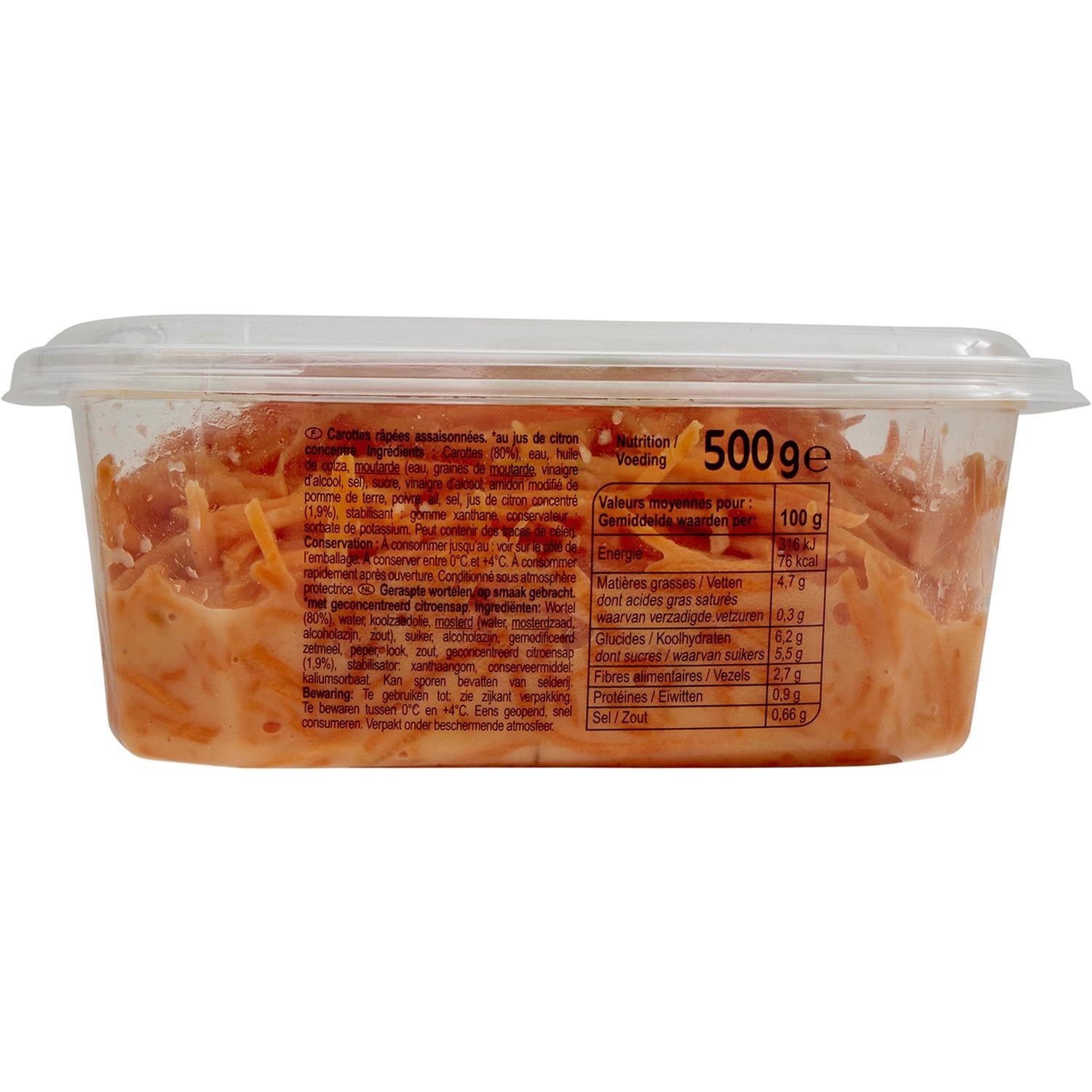 Carottes râpées au jus de citron - CARREFOUR CLASSIC - La barquette de 500 G