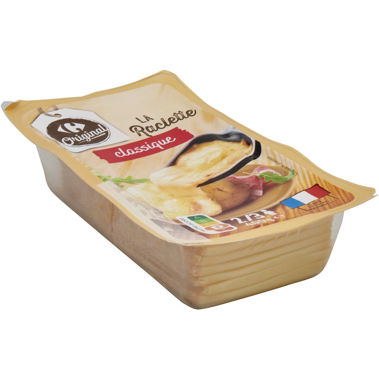 Fromage à Raclette Classique - CARREFOUR - ORIGINAL- La barquette de 400 G - Frais 5 jours et +