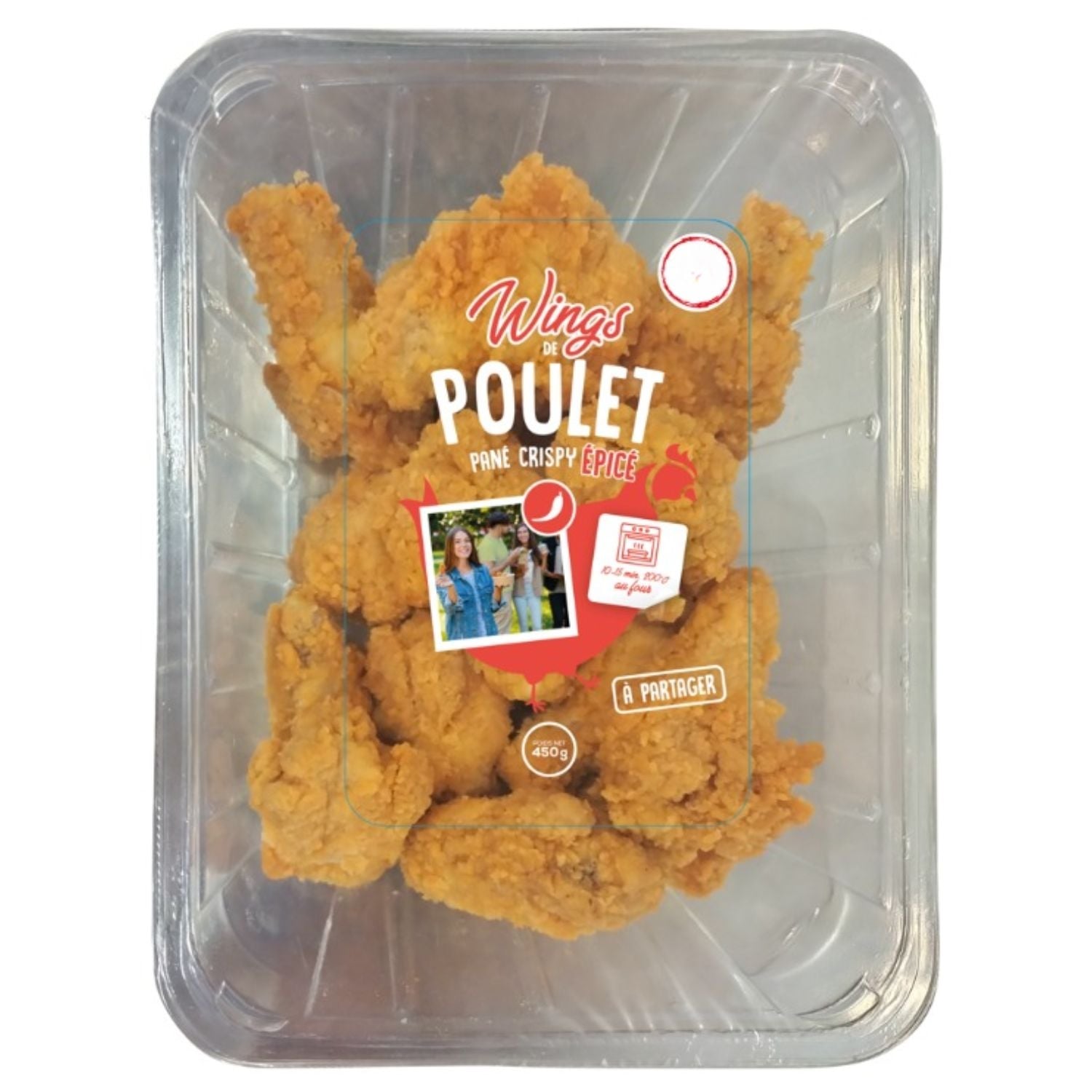 Wings de Poulet Panés - Crispy Épicés - La barquette de 450 G