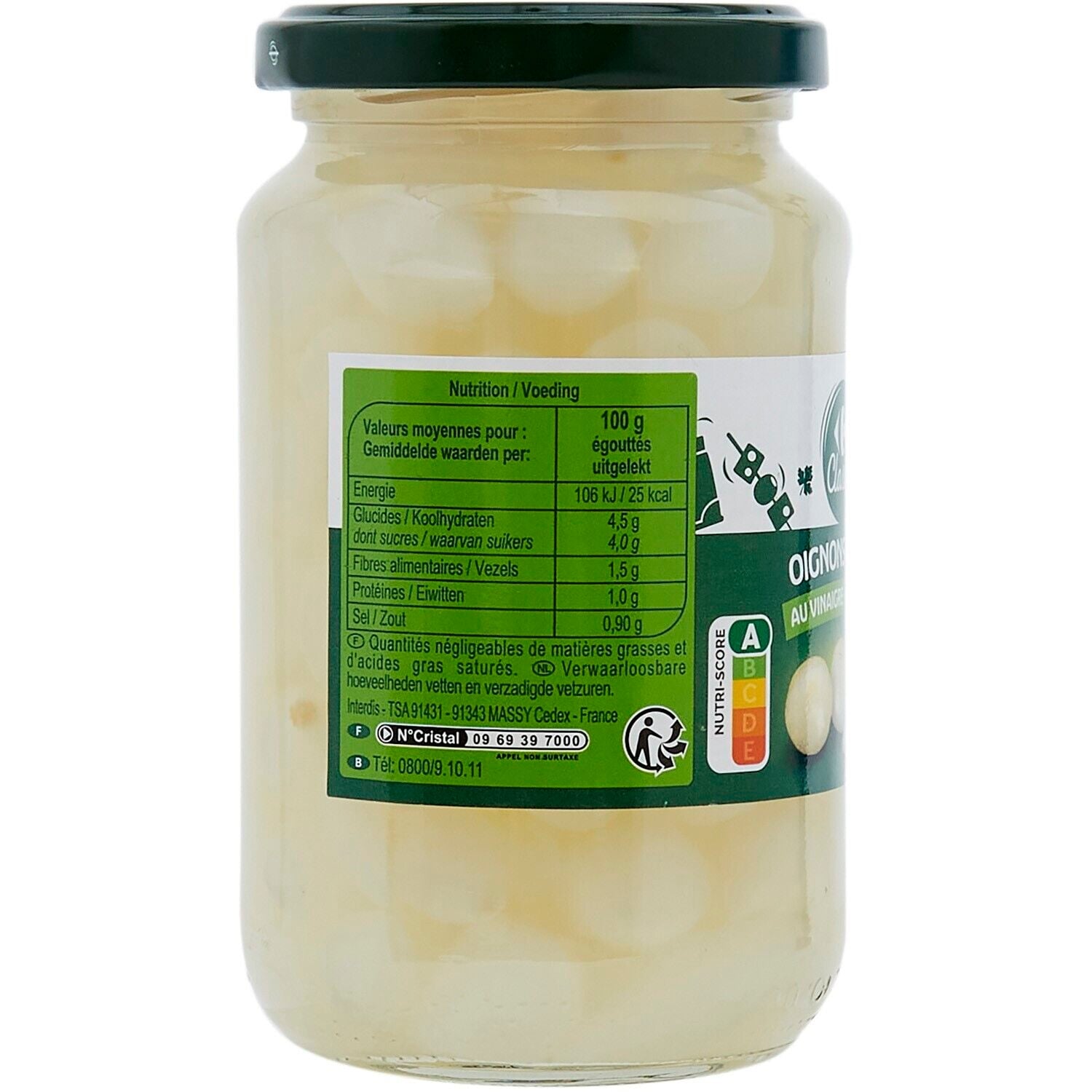 Oignons Extra-Fins au Vinaigre - CARREFOUR CLASSIC - Le bocal de 190 G net égoutté