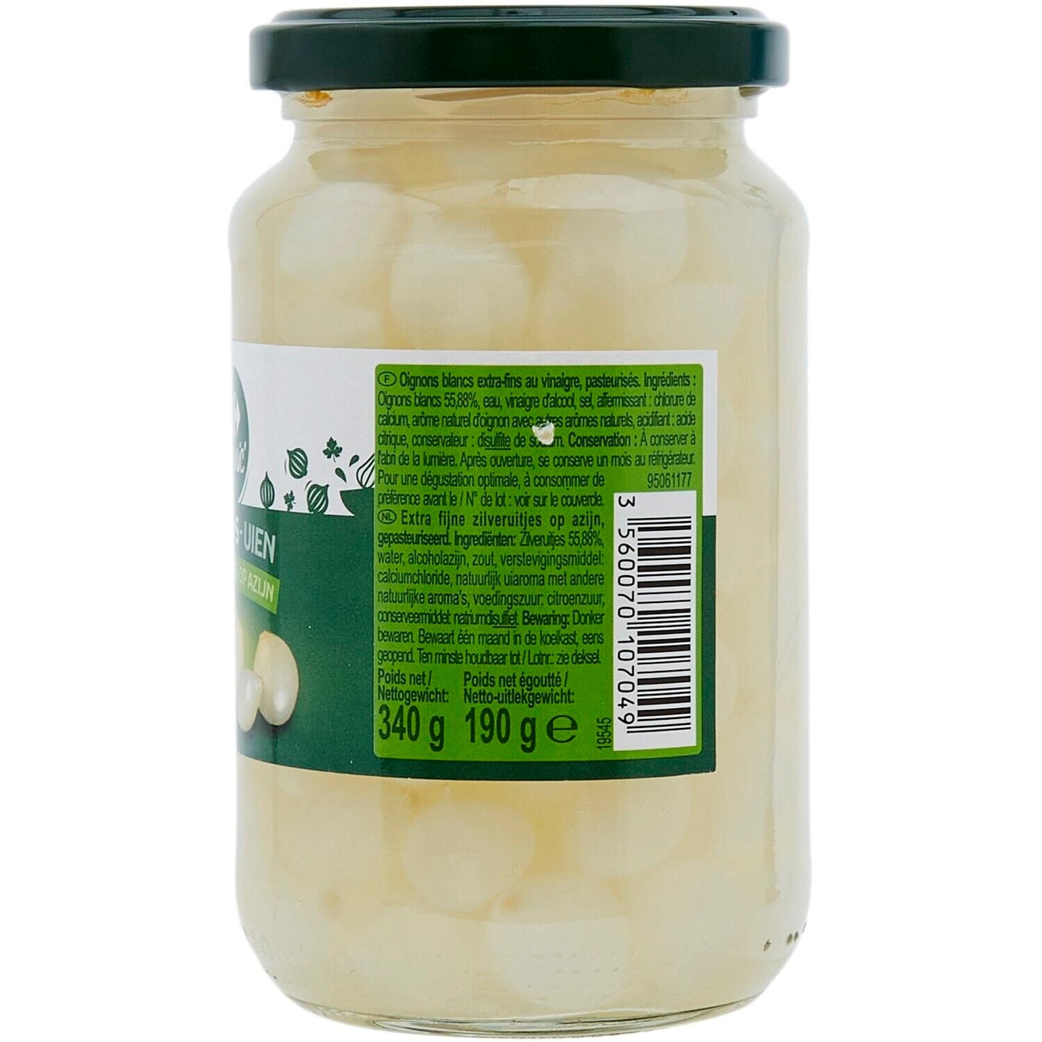 Oignons Extra-Fins au Vinaigre - CARREFOUR CLASSIC - Le bocal de 190 G net égoutté