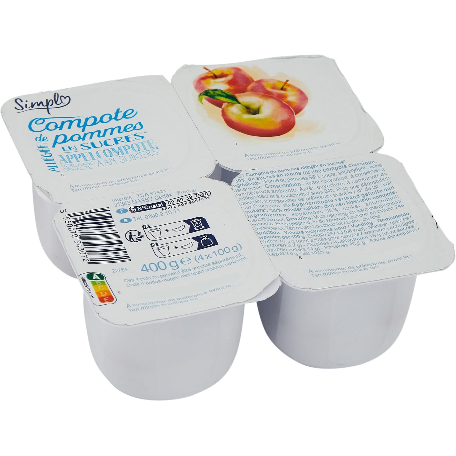 Compote de pommes - SIMPL - Les 4 pots de 100 G