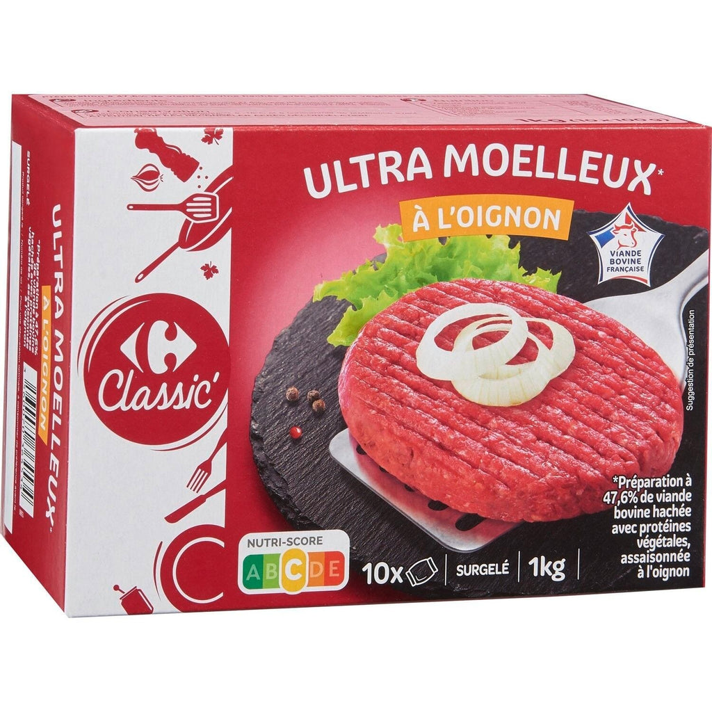 Haché à l'oignon - CARREFOUR CLASSIC - Les 10 hachés de 100 G - Frais 3 semaines et +