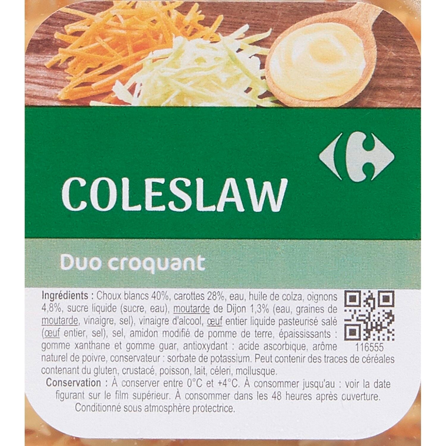 Salades crudités Coleslaw - CARREFOUR CLASSIC - La barquette de 300 G