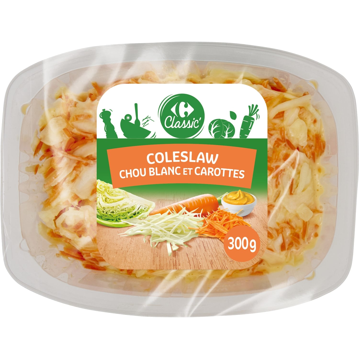 Salades crudités Coleslaw - CARREFOUR CLASSIC - La barquette de 300 G