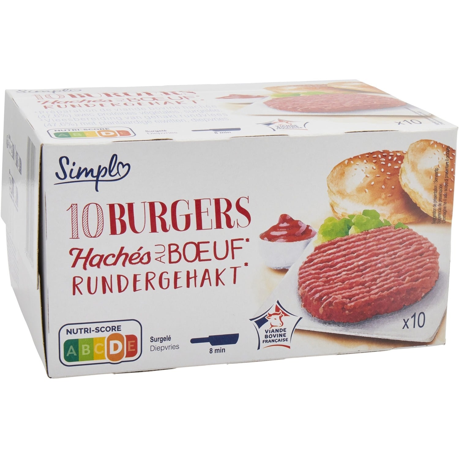 Hachés au bœuf Simple - Les 10 PCS de 100 G - Frais 3 semaines et +