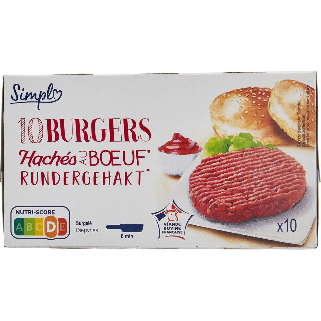Hachés au bœuf Simple - Les 10 PCS de 100 G - Frais 3 semaines et +