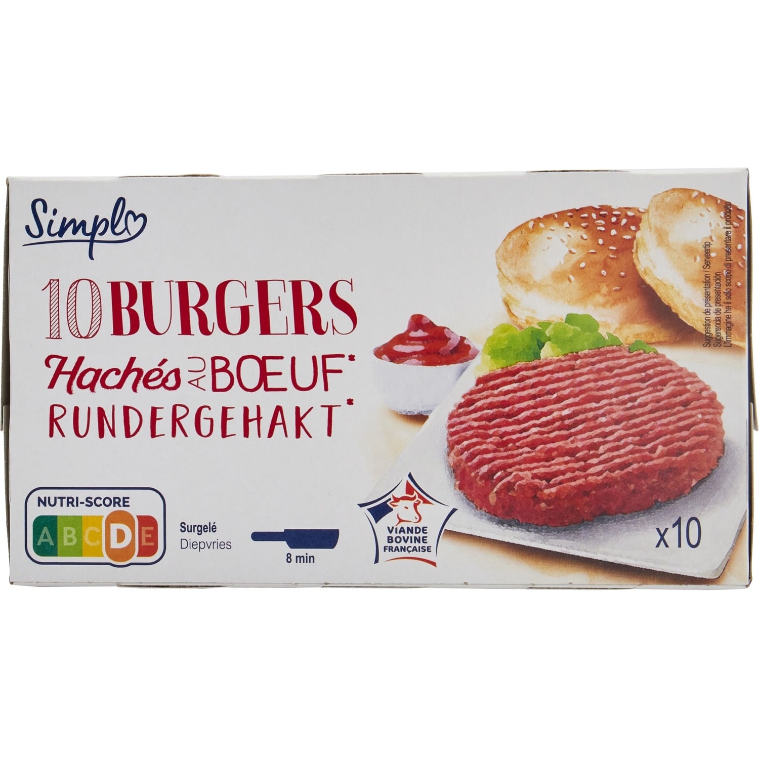 Hachés au bœuf Simple - Les 10 PCS de 100 G - Frais 3 semaines et +