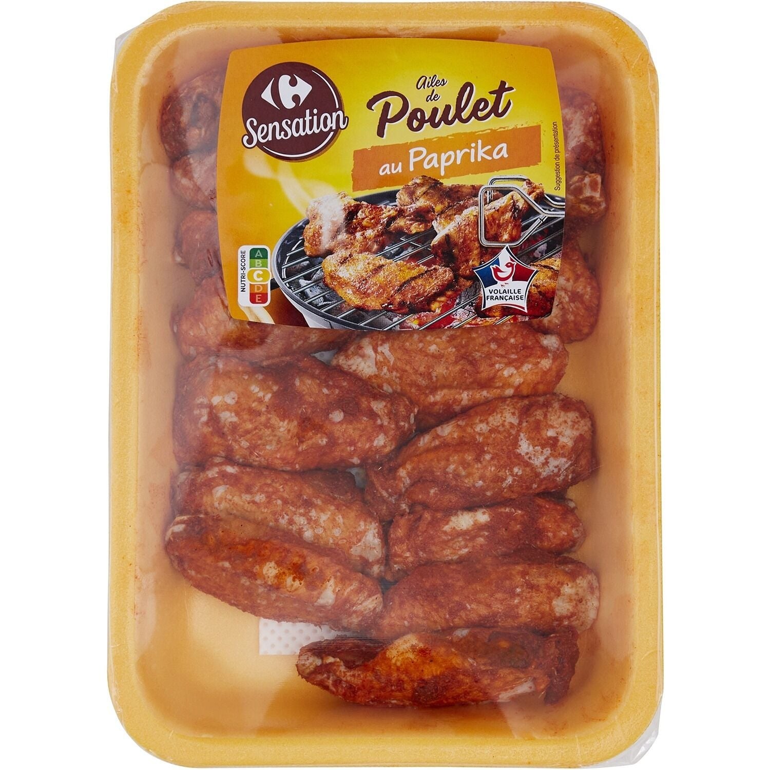Ailes de Poulet au Paprika - CARREFOUR SENSATION - La barquette de 500 G - Frais 2 jours et +