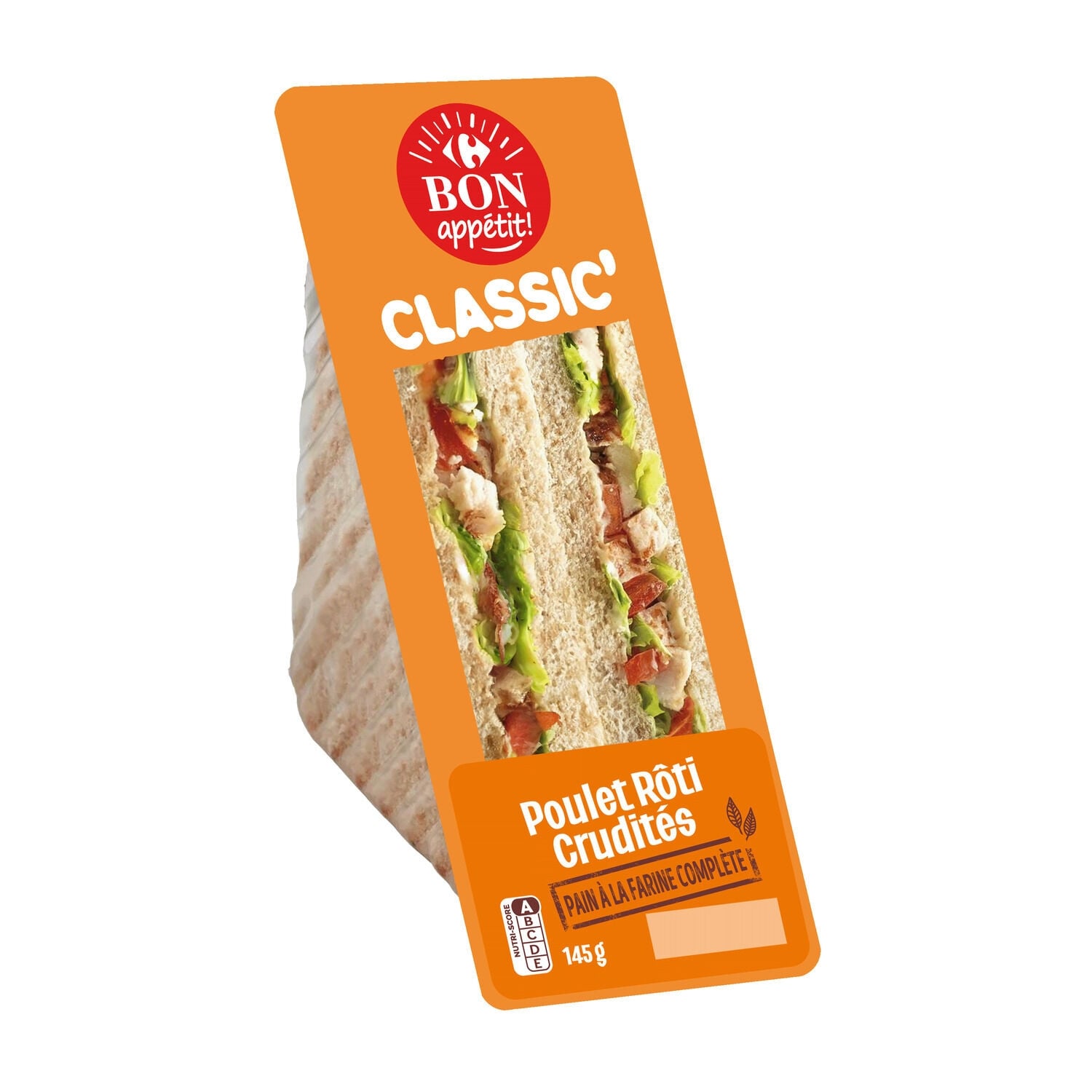 Sandwich poulet crudités - CARREFOUR BON APPETIT ! - La barquette de 145 G