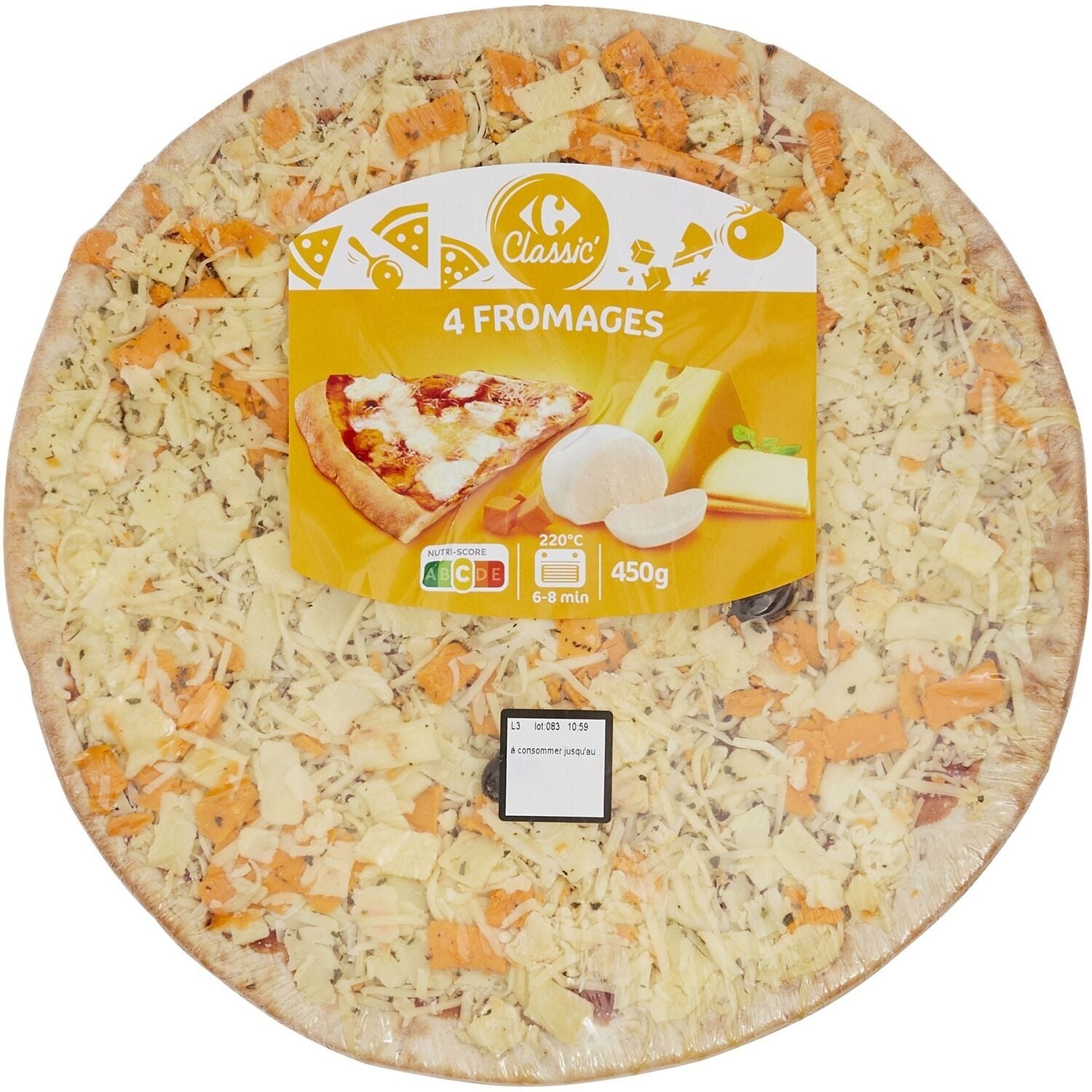 Pizza 4 fromages - CARREFOUR CLASSIC - La pizza de 450 G - Frais 2 jours et +