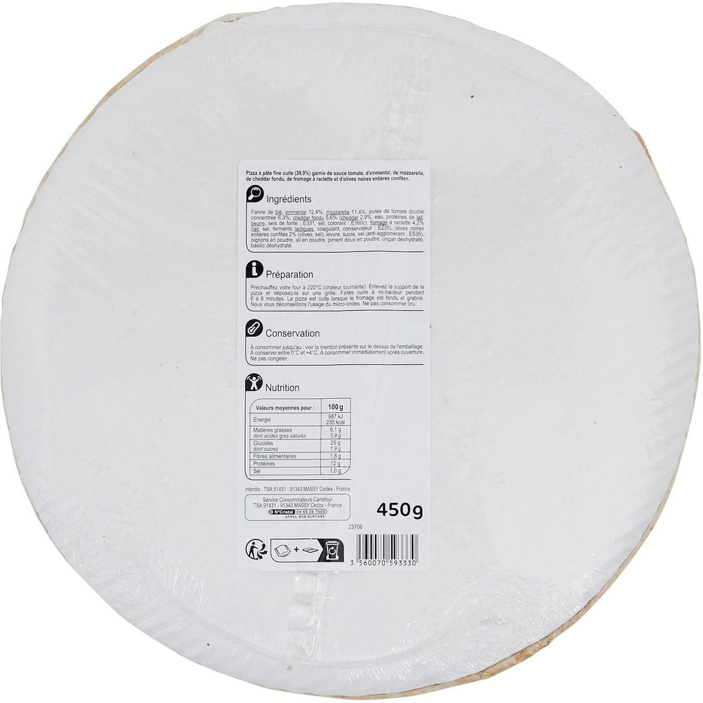 Pizza 4 fromages - CARREFOUR CLASSIC - La pizza de 450 G - Frais 2 jours et +