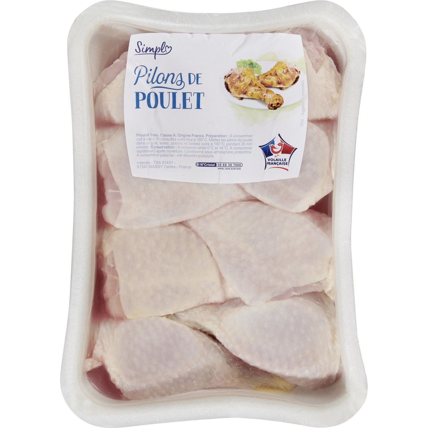 Pilons de Poulet Petit Prix - SIMPL - La barquette de 1 KG - Frais 2 jours et +