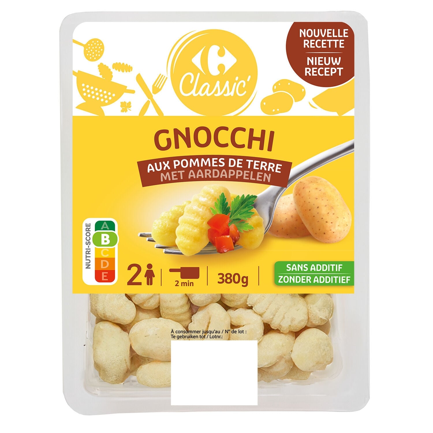 Gnocchi nature nature - CARREFOUR CLASSIC - La barquette de 380 G -  Frais 2 jours et +