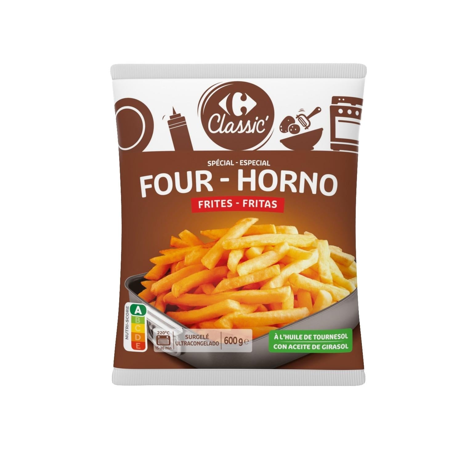 Frites spécial four - CARREFOUR CLASSIC - Le sachet de 600 G - Frais 3 semaines et +