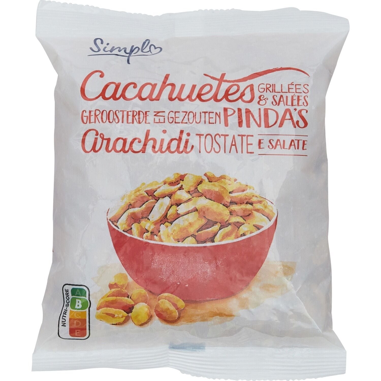 Cacahuètes grillées et salées - SIMPL - Le sachet de 250 G