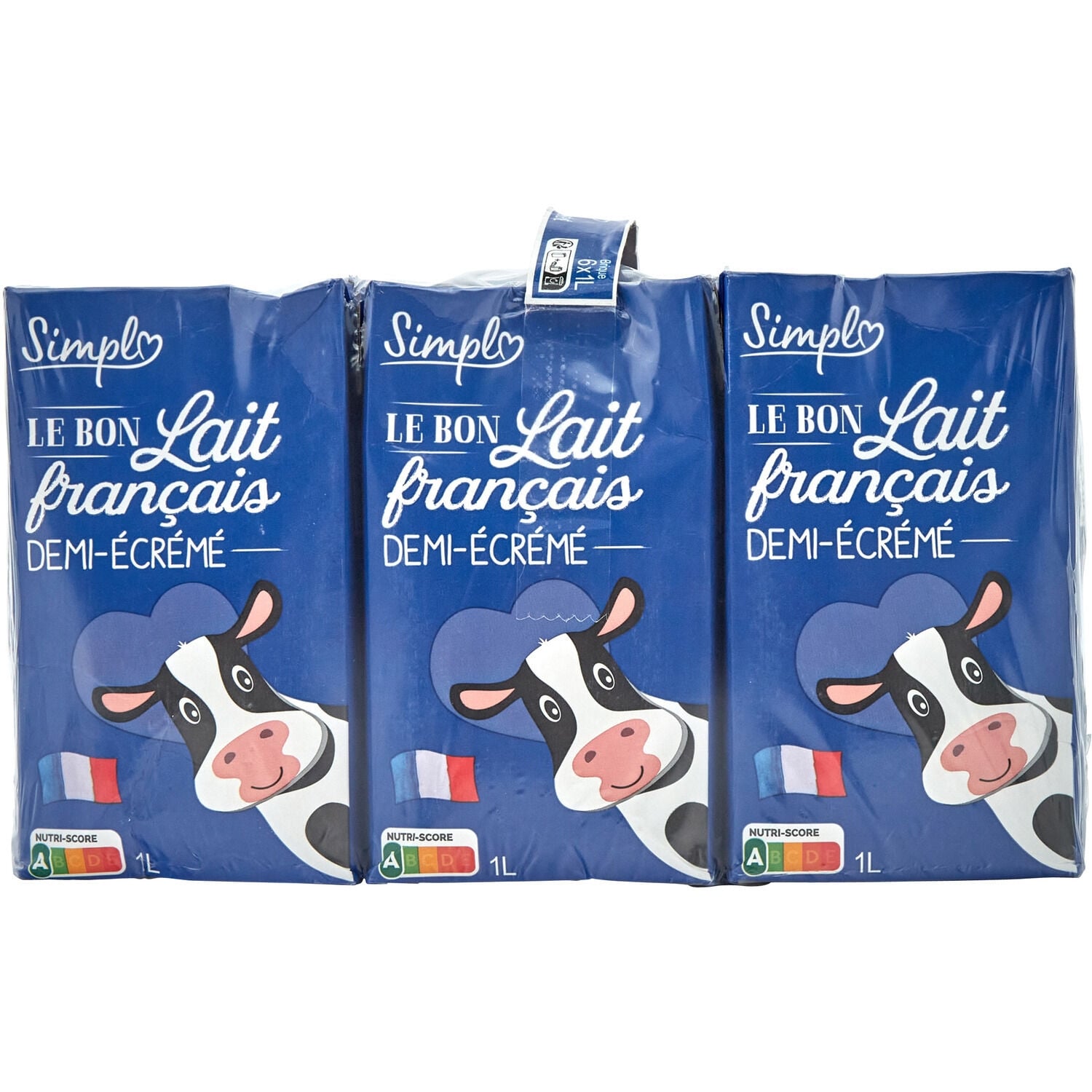 Lait Demi-Ecrémé Simple - Le pack de 6 PCS - Frais 10 jours et +