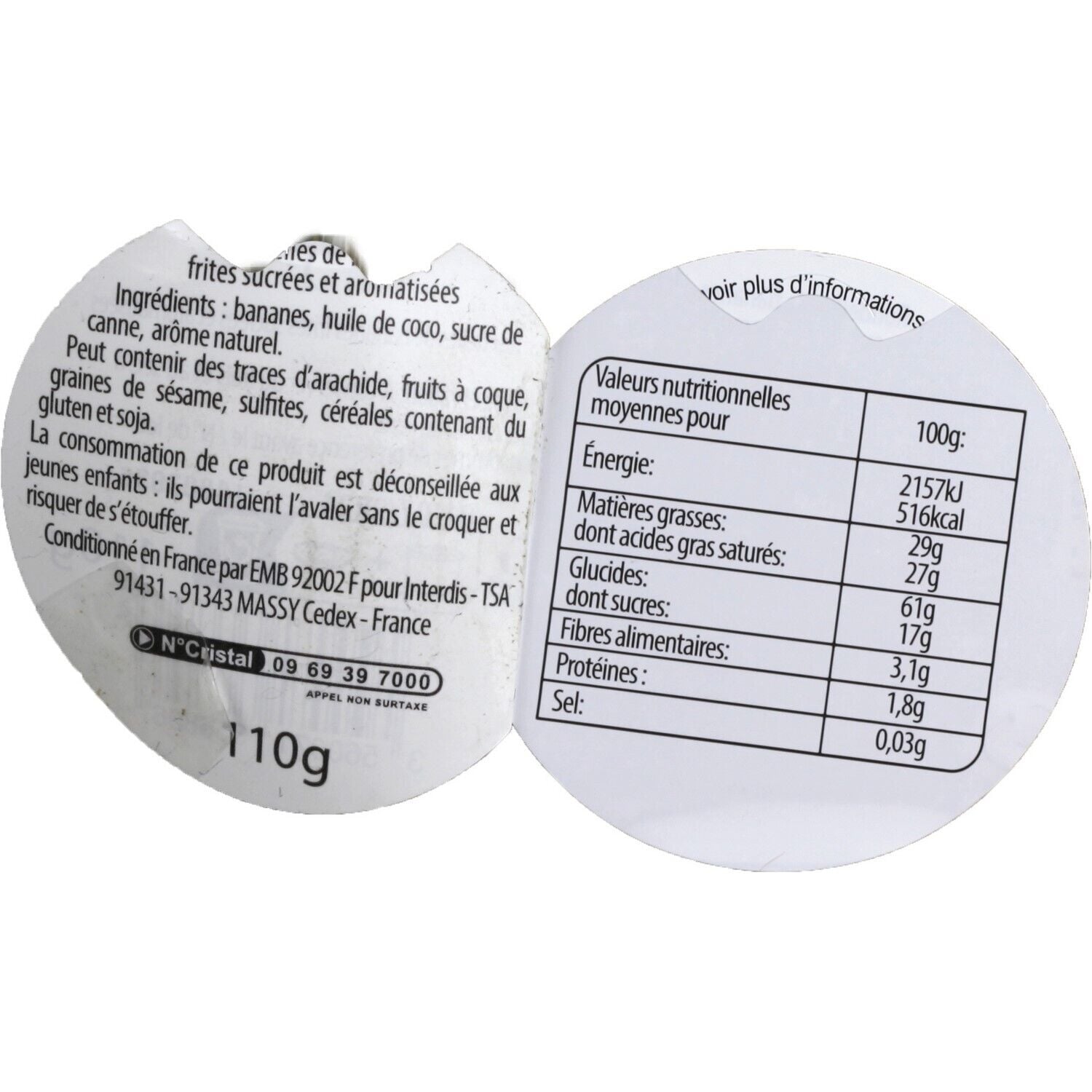 Banane chips - CARREFOUR LE MARCHE - La boite de 110 G - Frais 8 jours et +