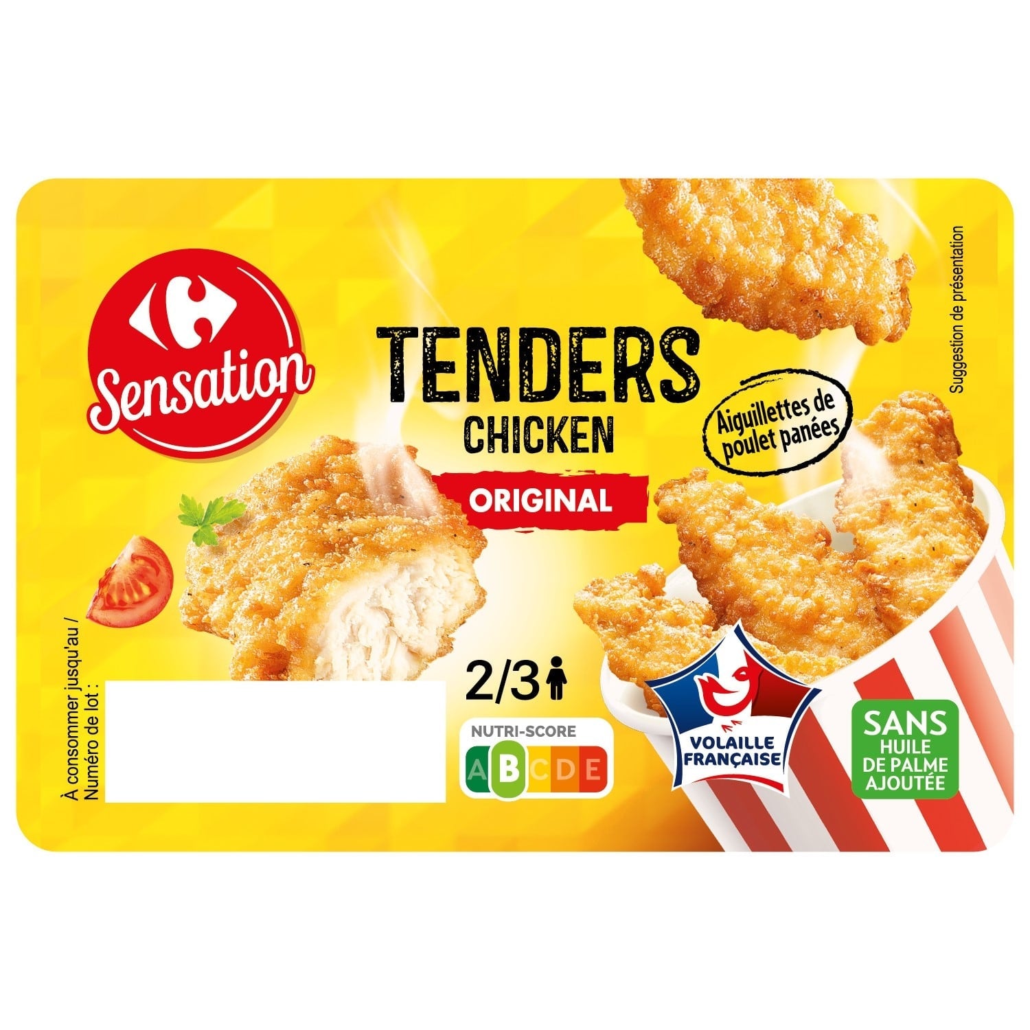 Aiguillettes de poulet panées - CARREFOUR SENSATION - La boite de 380 G - Frais 2 jours et +