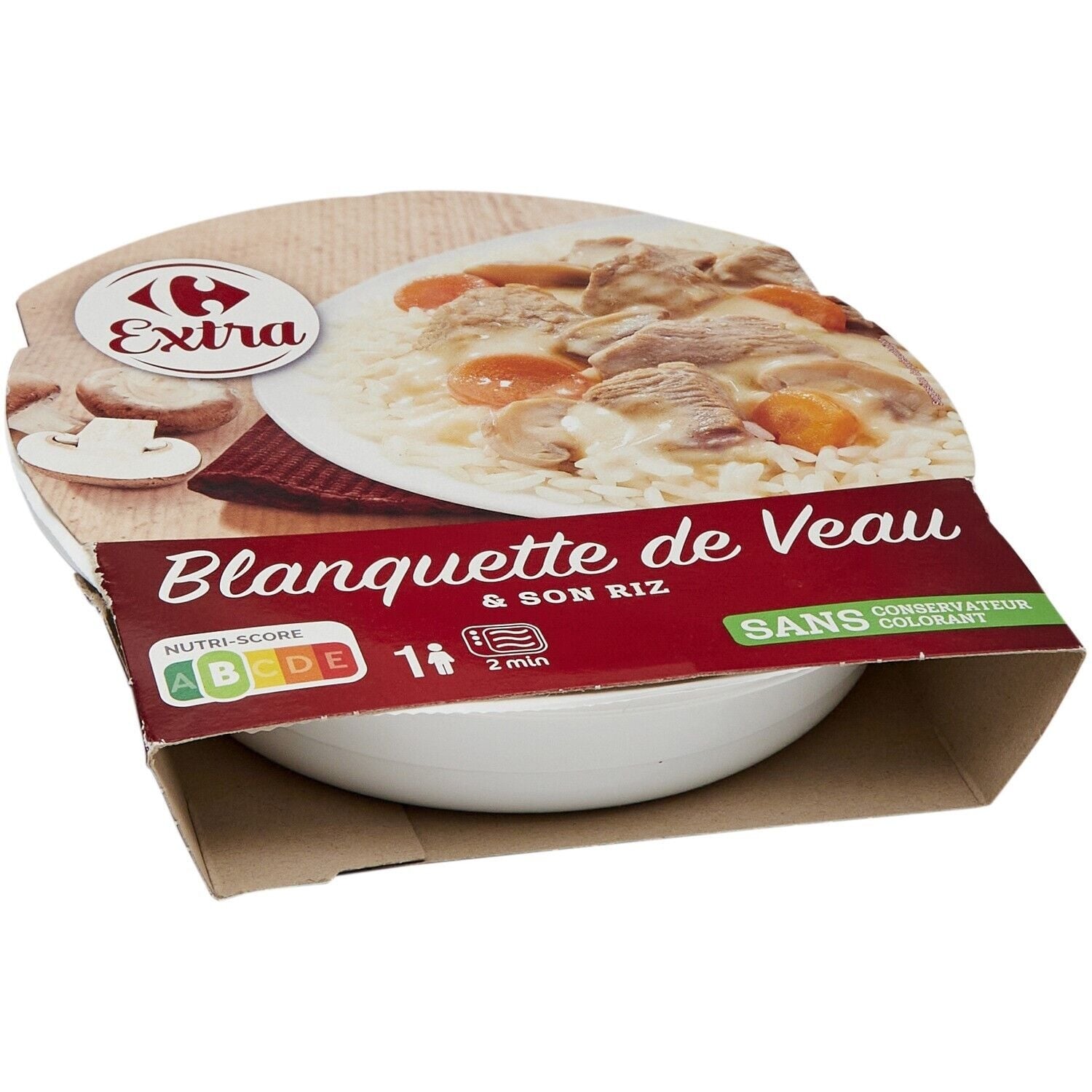 Plat cuisiné blanquette de veau riz - CARREFOUR EXTRA - La barquette de 285 G
