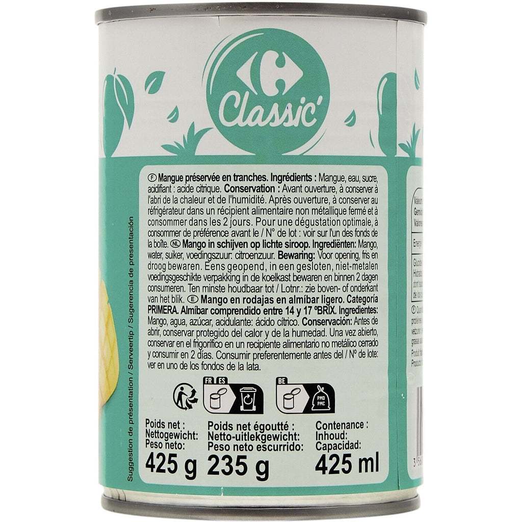 Fruits au Sirop Mangue en Tranches - CARREFOUR CLASSIC - La boite de 235 G