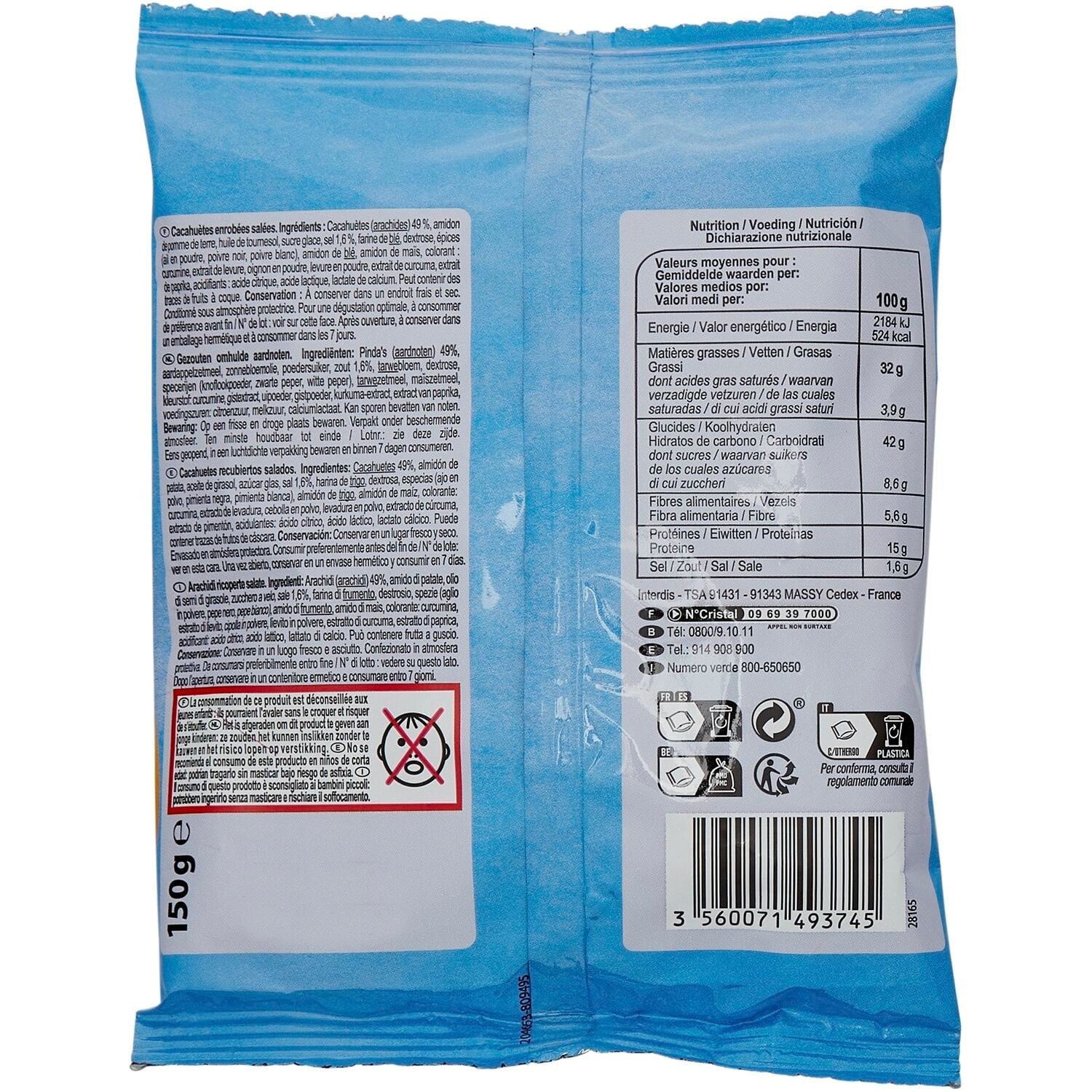 Cacahuète Crusti'Nuts salé - CARREFOUR SENSATION - Le sachet de 150 G