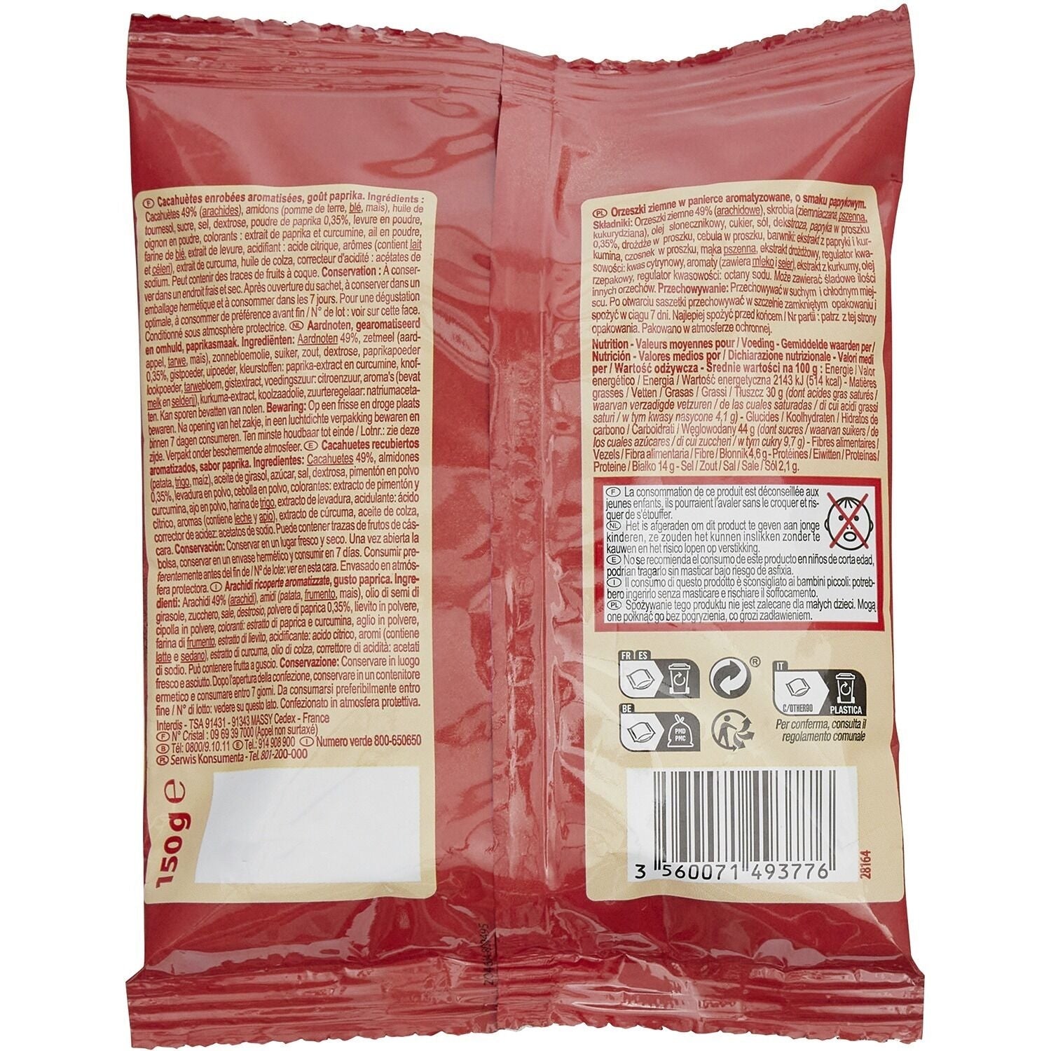 Cacahuètes Enrobées Saveur Paprika - CARREFOUR SENSATION - La sachet de 150 G