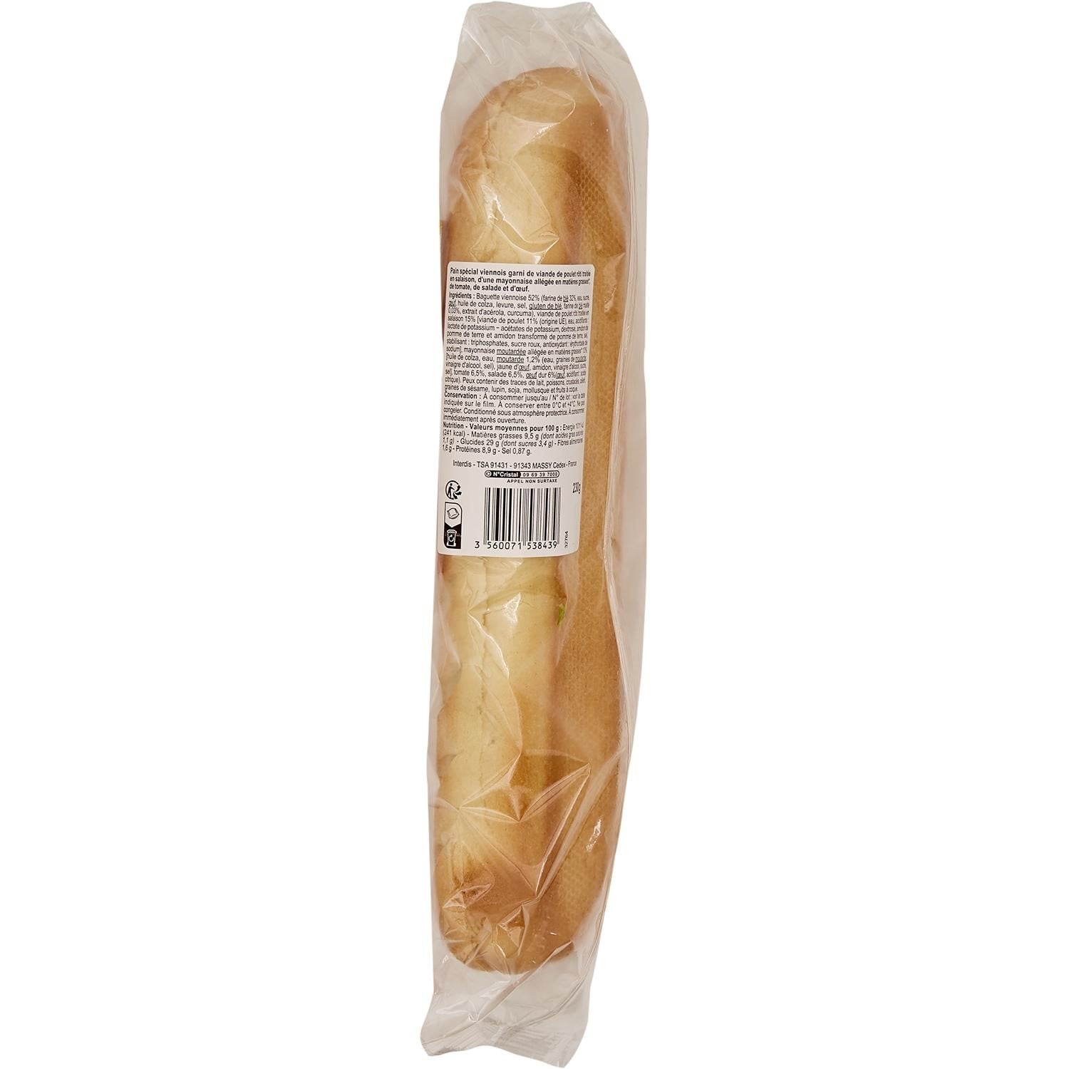 Sandwich viennois poulet crudités - CARREFOUR BON APPETIT ! - Le sandwich de 230 G