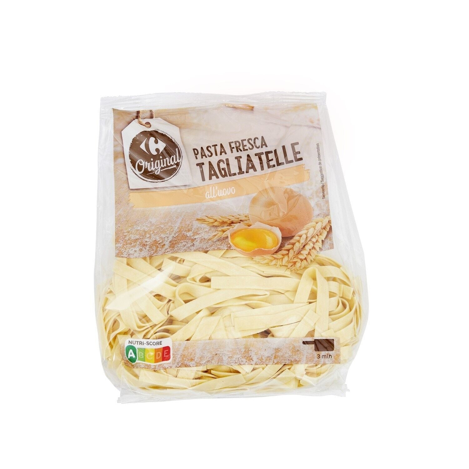 Pâtes Fraîches Tagliatelles Aux Oeufs - Frais CARREFOUR ORIGINAL - La barquette de 250 G - Frais 2 jours et +
